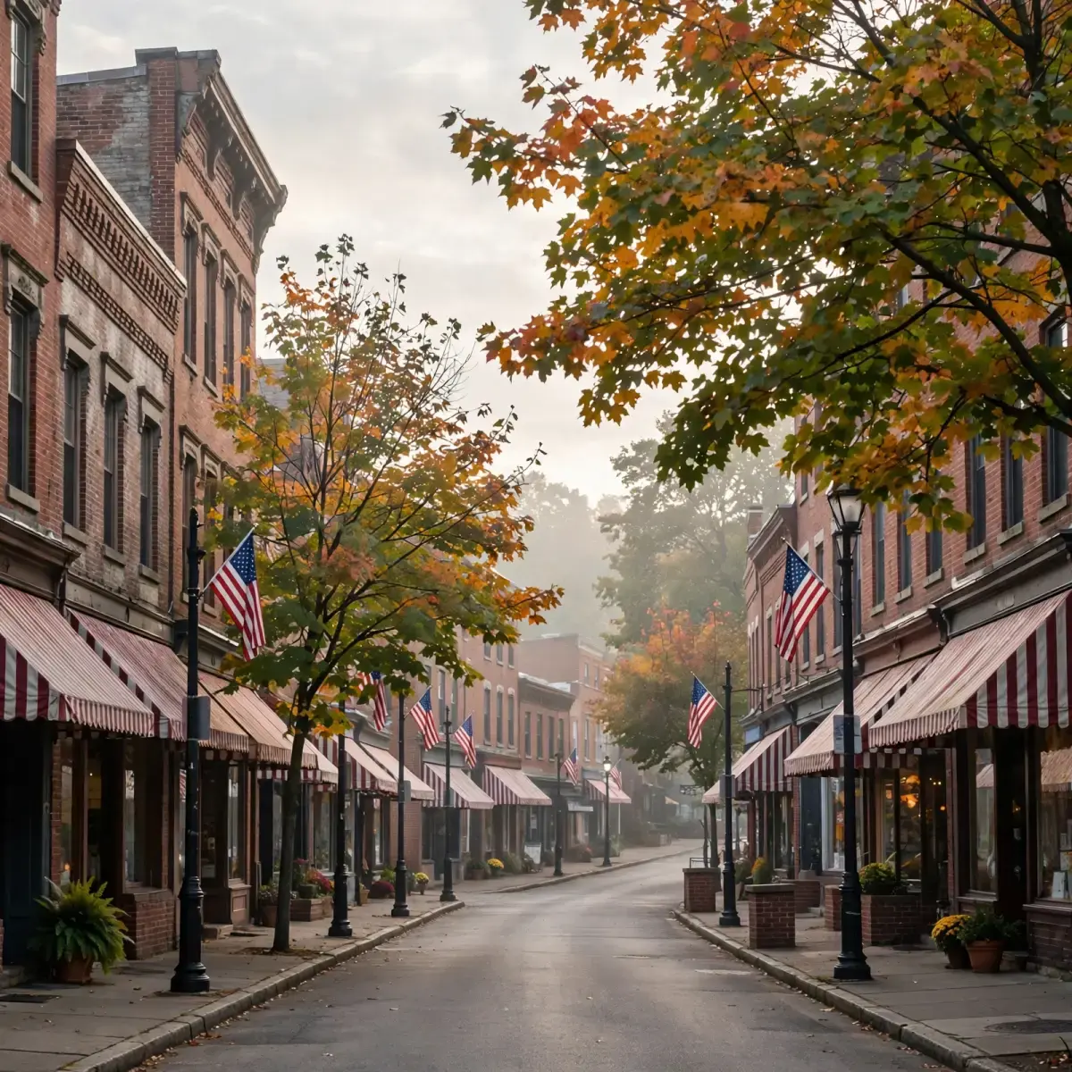 Classic Hudson Valley main street, typical of Putnam County scenery